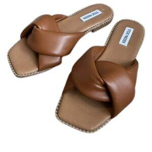 Steve Madden Twisted Top Brown Sandals Flats, size 9